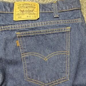 VTG Levi's 550 Orange Tab Jeans W42 L32 Made in USA Paper Tag Cotton Relaxed Fit
